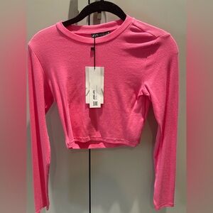 Zara Fuchsia Long Sleeve Crop Top